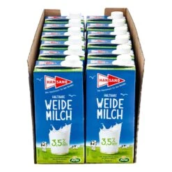 Hansano Haltbare Weidemilch 3,5% 1 Liter, 12er Pack