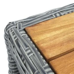 Gartengarnitur MCW-G28, Sitzgruppe Lounge-Set, Akazie Holz Halbrundes Rattan Verstellbar FSC ~ Grau, Kissen Hellgrau -All Mark Store 2165591000 prod 003