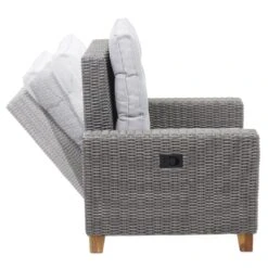 Gartengarnitur MCW-G28, Sitzgruppe Lounge-Set, Akazie Holz Halbrundes Rattan Verstellbar FSC ~ Grau, Kissen Hellgrau -All Mark Store 2165591000 prod 006