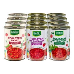 BioBio Tomaten Gewürzt 400 G, Verschiedene Sorten, 12er Pack
