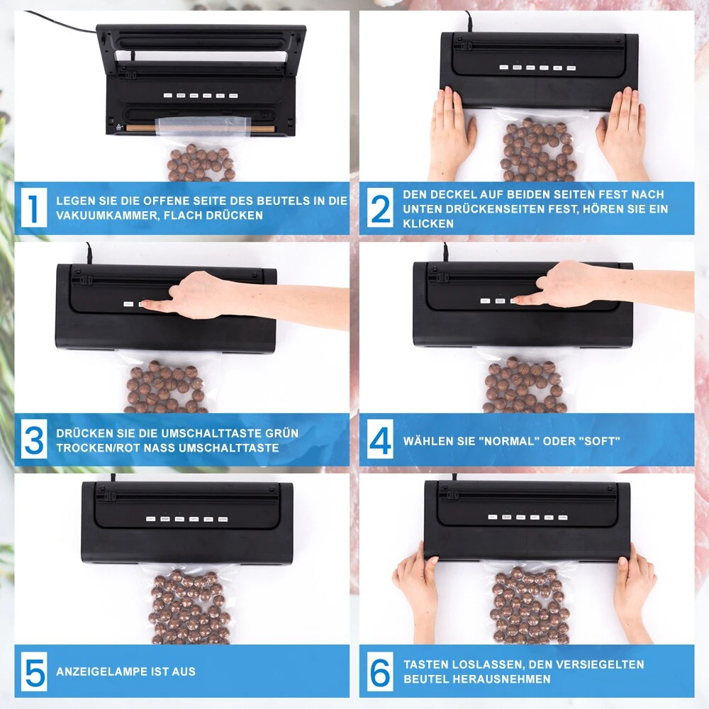 Zoomyo Vakuumierer Advanced, Starter-Set Zum Vakuumieren Mit Vakuumbeutel, Vakuumierrolle, Adapter, Schlauch 4 Zoomyo Vakuumierer Advanced, Starter-Set Zum Vakuumieren Mit Vakuumbeutel, Vakuumierrolle, Adapter, Schlauch – Bild 4