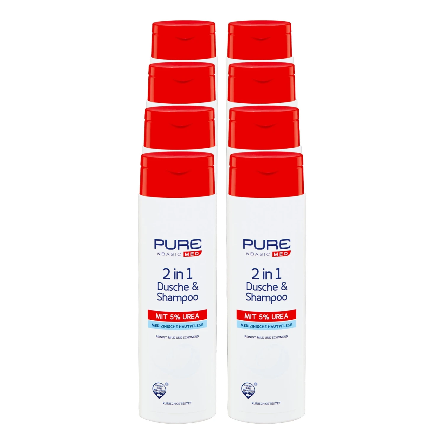 Pure & Basic 2in1 Dusche & Shampoo 300 Ml, 8er Pack 1 Pure & Basic 2in1 Dusche & Shampoo 300 Ml, 8er Pack