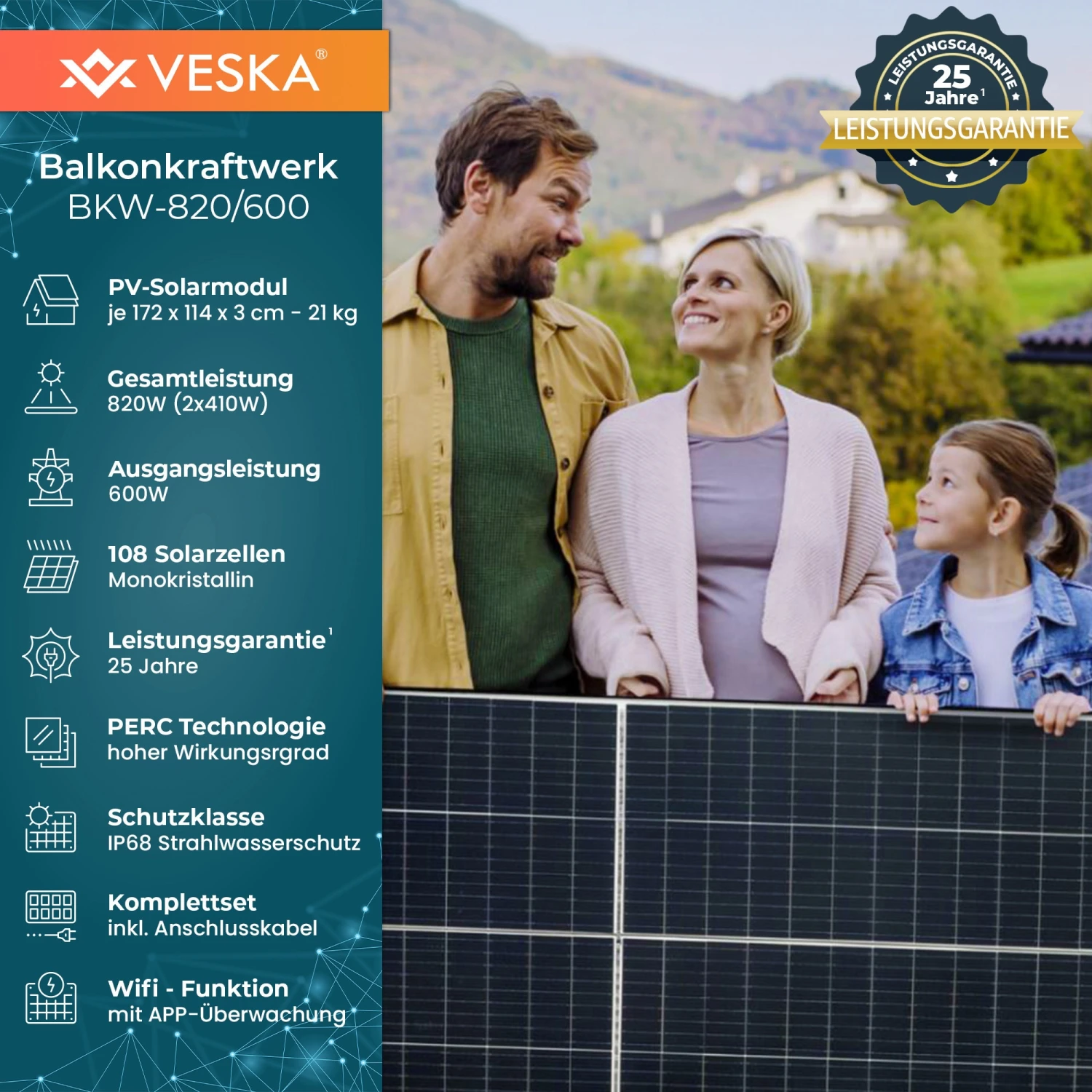 820 W / 600 W Balkonkraftwerk Photovoltaik Solaranlage Steckerfertig WIFI Smart 2 820 W / 600 W Balkonkraftwerk Photovoltaik Solaranlage Steckerfertig WIFI Smart – Bild 2