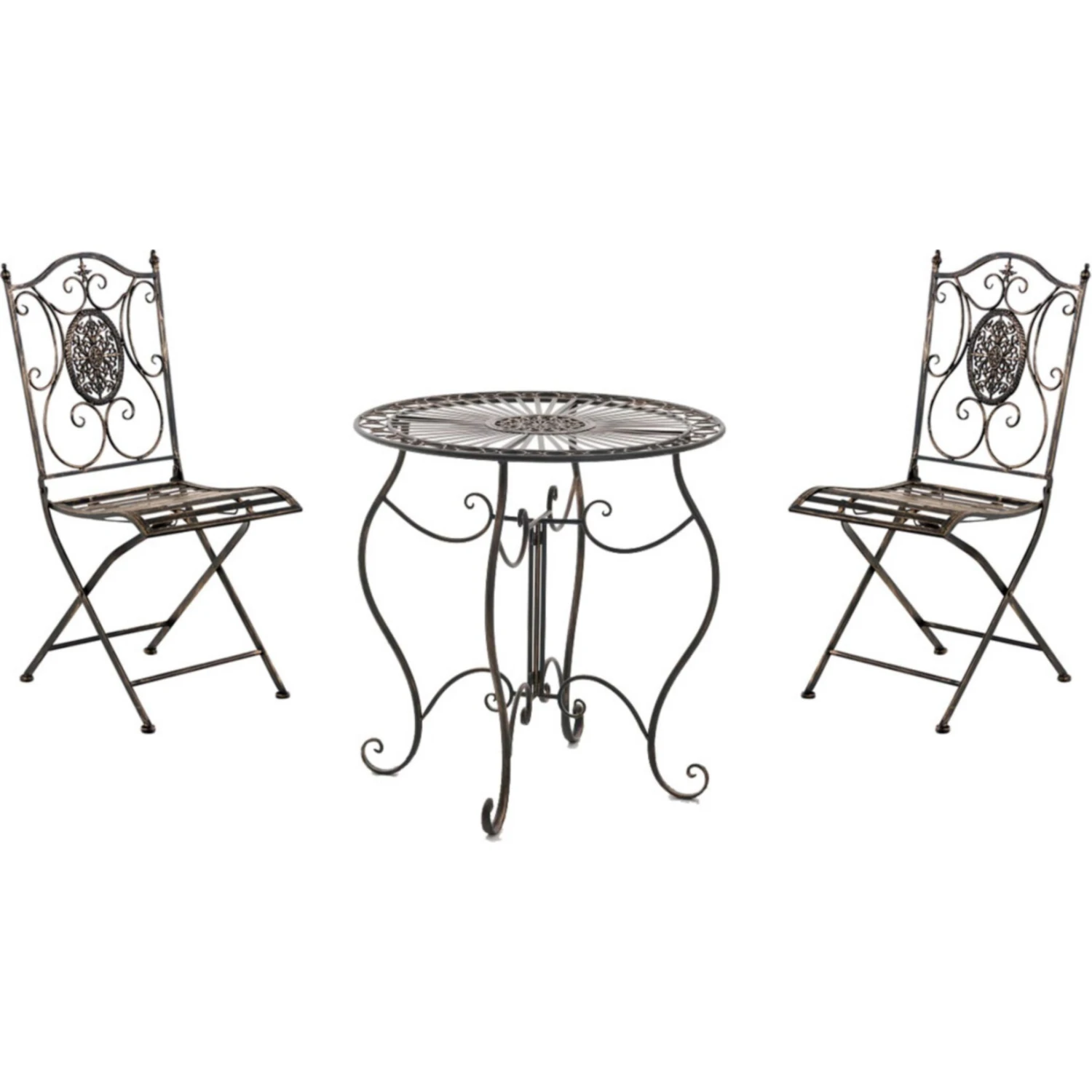 CLP Garten-Sitzgruppe Aldeano Aus Eisen I Pflegeleichtes Gartenmöbel-Set: 2 X Klappstuhl Und 1 X Tisch 1 CLP Garten-Sitzgruppe Aldeano Aus Eisen I Pflegeleichtes Gartenmöbel-Set: 2 X Klappstuhl Und 1 X Tisch