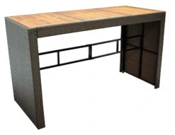 DEGAMO Bartisch CORTINA 185x80x110cm, Geflecht Braun + Akazienholz
