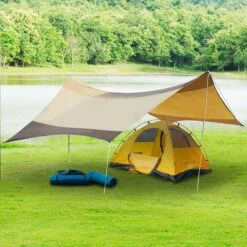 Outsunny Sonnensegel Mit Aufstellstangen Beige, Kaffeebraun 550 X 560 Cm (LxB) | Tarp Sonnenschutz Zeltplane Sonnendach Außenzelt -All Mark Store 8600336600 840 184 prod 003