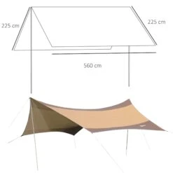 Outsunny Sonnensegel Mit Aufstellstangen Beige, Kaffeebraun 550 X 560 Cm (LxB) | Tarp Sonnenschutz Zeltplane Sonnendach Außenzelt -All Mark Store 8600336600 840 184 prod 005