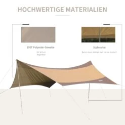 Outsunny Sonnensegel Mit Aufstellstangen Beige, Kaffeebraun 550 X 560 Cm (LxB) | Tarp Sonnenschutz Zeltplane Sonnendach Außenzelt -All Mark Store 8600336600 840 184 prod 006