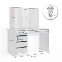 Vicco Schminktisch Sherry Weiß Mit LED-Beleuchtung Spiegel Frisiertisch Kommode -All Mark Store 8600343700 33955 prod 003