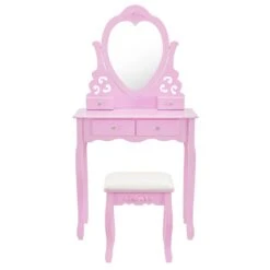 Juskys Schminktisch Julia - Frisiertisch Mit Spiegel, Hocker & 4 Schubladen - Rosa - Mädchen Kinder -All Mark Store 8600348200 19570 prod 006