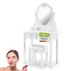 Juskys Schminktisch Julia - Frisiertisch Mit Spiegel, Hocker & 4 Schubladen - Weiß - Mädchen Kinder