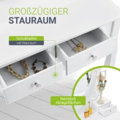 Juskys Schminktisch Julia - Frisiertisch Mit Spiegel, Hocker & 4 Schubladen - Weiß - Mädchen Kinder -All Mark Store 8600348200 58626405 prod 003