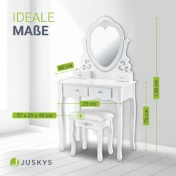 Juskys Schminktisch Julia - Frisiertisch Mit Spiegel, Hocker & 4 Schubladen - Weiß - Mädchen Kinder -All Mark Store 8600348200 58626405 prod 004