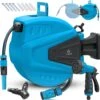 KESSER® Schlauchtrommel Schlauchaufroller Wasser | Multi-Handbrause | 180° Schwenkbar | Aufwickelstopper | Wandhalterung | Wand-Schlauchbox | Wasserschlauchtrommel | Gartenschlauch |