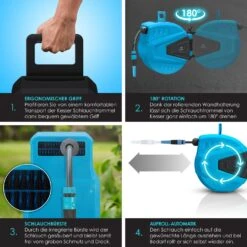 KESSER® Schlauchtrommel Schlauchaufroller Wasser | Multi-Handbrause | 180° Schwenkbar | Aufwickelstopper | Wandhalterung | Wand-Schlauchbox | Wasserschlauchtrommel | Gartenschlauch | -All Mark Store 8600364700 19720 prod 004