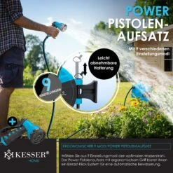 KESSER® Schlauchtrommel Schlauchaufroller Wasser | Multi-Handbrause | 180° Schwenkbar | Aufwickelstopper | Wandhalterung | Wand-Schlauchbox | Wasserschlauchtrommel | Gartenschlauch | -All Mark Store 8600364700 19720 prod 006