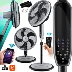 KESSER® 3in1 Standventilator Tischventilator Wandventilator Mit App Wifi , Fernbedienung | Timer | Leise Oszillation 80 Grad | Ventilator | 4 Geschwindigkeiten Inkl. Wandhalterung