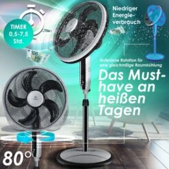 KESSER® 3in1 Standventilator Tischventilator Wandventilator Mit App Wifi , Fernbedienung | Timer | Leise Oszillation 80 Grad | Ventilator | 4 Geschwindigkeiten Inkl. Wandhalterung -All Mark Store 8600364700 20780 prod 004