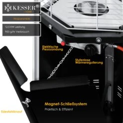 KESSER® Heizstrahler Pyramide Für Terrasse Terrassenheizer Gas 12,5 KW Gasheizstrahler Gasheizer , Wärmestrahler, Heizgerät, Inkl. Schutzhülle , Mit Gasschlauch Druckminderer , Wärmeabzug Edelstahl -All Mark Store 8600364700 21125 prod 005