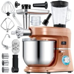All Mark Store 35 KESSER® 3 In 1 Universal Küchenmaschine K-KM 3000 Mit Fleischwolf Knetmaschine Multifuntionale Rührmaschine 5,5L Schüssel Mit 3 Rührwerkzeuge 1,5L Entsafter Wurst Set Pasta & Plätzchenformen