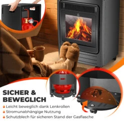 KESSER® Gasheizer Gasheizofen Heizstrahler 3,4 KW Gas Kamin Inkl. Gasdruckregler & Gasschlauch 2 Heizstufen Infrarot 3400W Gasheizstrahler Gasheizung Butan- Oder Propangasflaschen Bis 11kg Schwarz -All Mark Store 8600364700 22499 prod 005