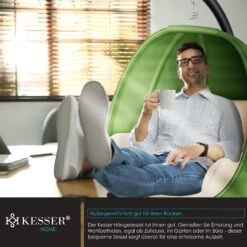 KESSER® Luxe Hängesessel Mit Gestell + Weicher Sitzkissen, Seitenpolsterung, Sitz- Und Rückenkissen Hängekorb Indoor & Outdoor, Garten Schaukel Korb Hängestuhl Stabiler Standfuß, Max. 150 Kg -All Mark Store 8600364700 23158 prod 005