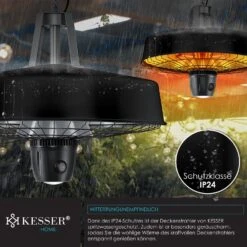KESSER® Deckenheizstrahler Heizpilz Infrarot-Heizstrahler 2500W Terrassenstrahler Mit Fernbedienung Quarzstrahler | LED Licht | Decke | Infrarotstrahler | Mit Kette + Karabinerhaken Carbon-Heizelement -All Mark Store 8600364700 24074 prod 005