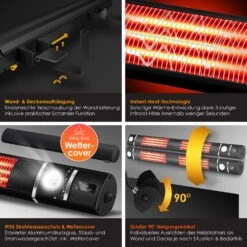 KESSER® Infrarot Heizstrahler 3000W IR-Gastro-Bar Inkl. LED Licht Terrassenstrahler Mit WiFi & Fernbedienung Inkl. Schutzhülle Infrarotstrahler Quarzstrahler Terrassenheizer Wand-Heizstrahler -All Mark Store 8600364700 24172 prod 003