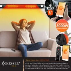 KESSER® Infrarot Heizstrahler 3000W IR-Gastro-Bar Inkl. LED Licht Terrassenstrahler Mit WiFi & Fernbedienung Inkl. Schutzhülle Infrarotstrahler Quarzstrahler Terrassenheizer Wand-Heizstrahler -All Mark Store 8600364700 24172 prod 006