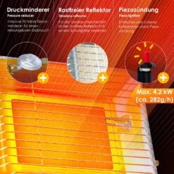 KESSER® Gasheizer Heizstrahler Gas Aufsatz Strahler Inkl. Piezo Zündung Schlauch & Regler Flaschenhalterung Gasheizstrahler Aufsatzheizstrahler Betrieben Mit Propan - Gas Für 5 Kg Oder 11 Kg Flaschen -All Mark Store 8600364700 24372 prod 005