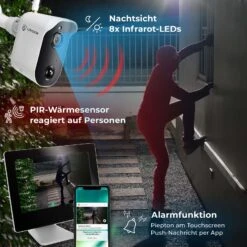 LUVISION Akku Funk Video Überwachungssystem Mit Batterie PIR Mikrofon Gegensprechfunktion Solar Flutlicht Kompatibel -All Mark Store 8600367700 2221 prod 006